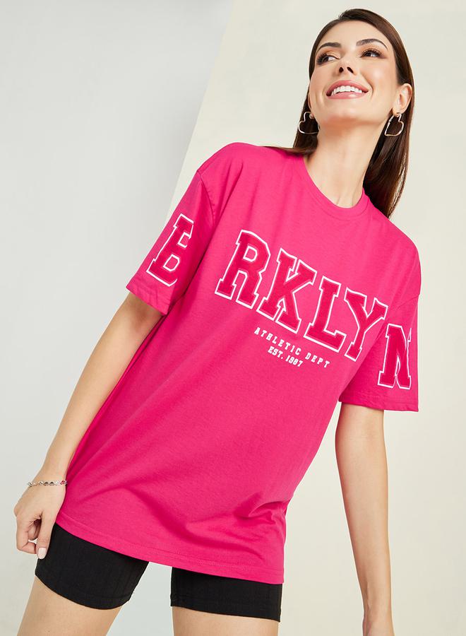 Styli Oversized Brooklyn Print Longline T-Shirt - Image 1